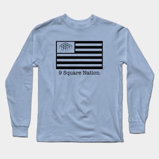 9 Square Nation White Flag Design Long Sleeve T-Shirt